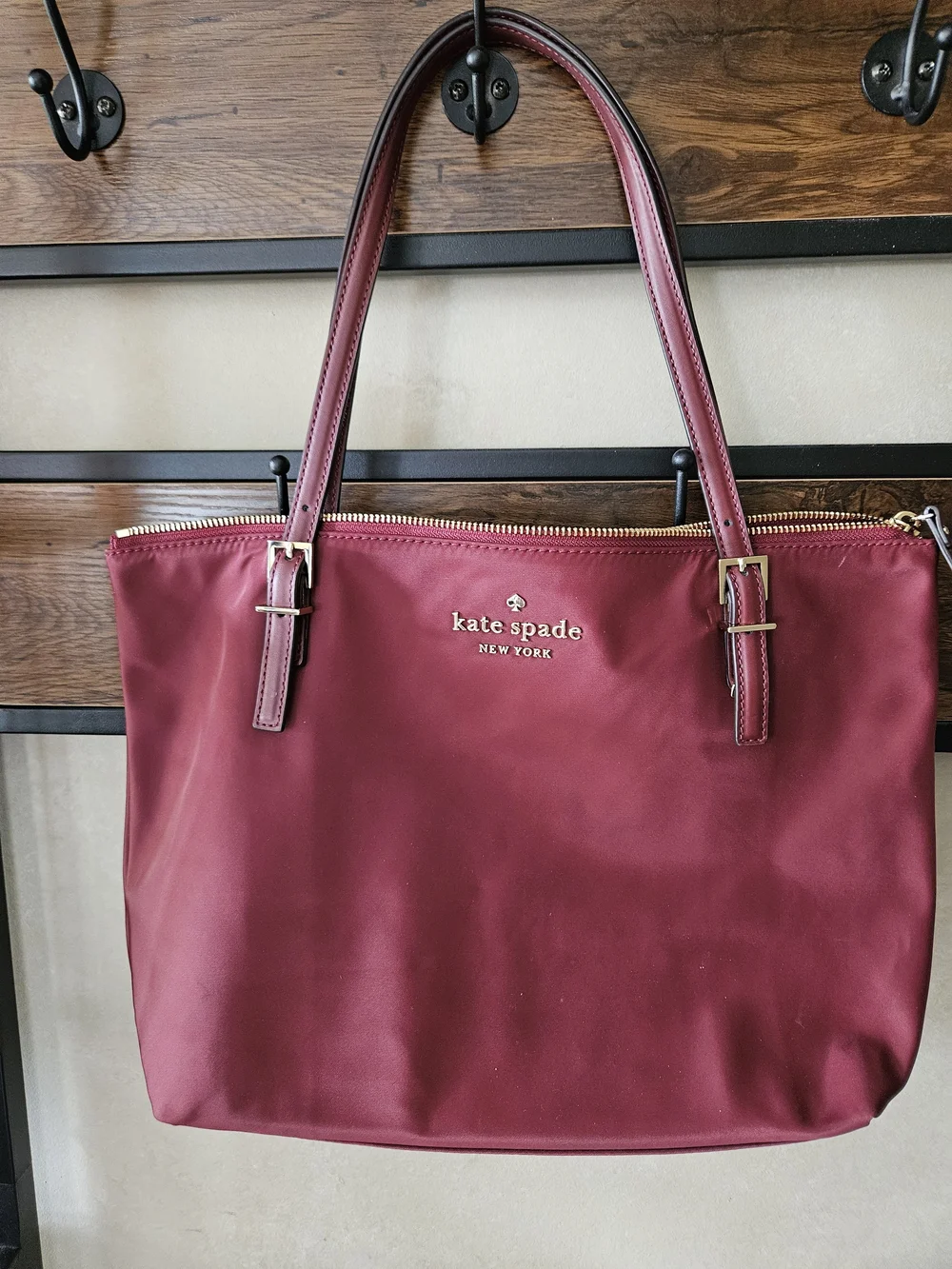 Kate Spade Burgundy Tote Bag with Matching Wallet